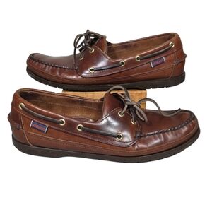 Sebago Brown Leather Lace-Up Boat Shoes